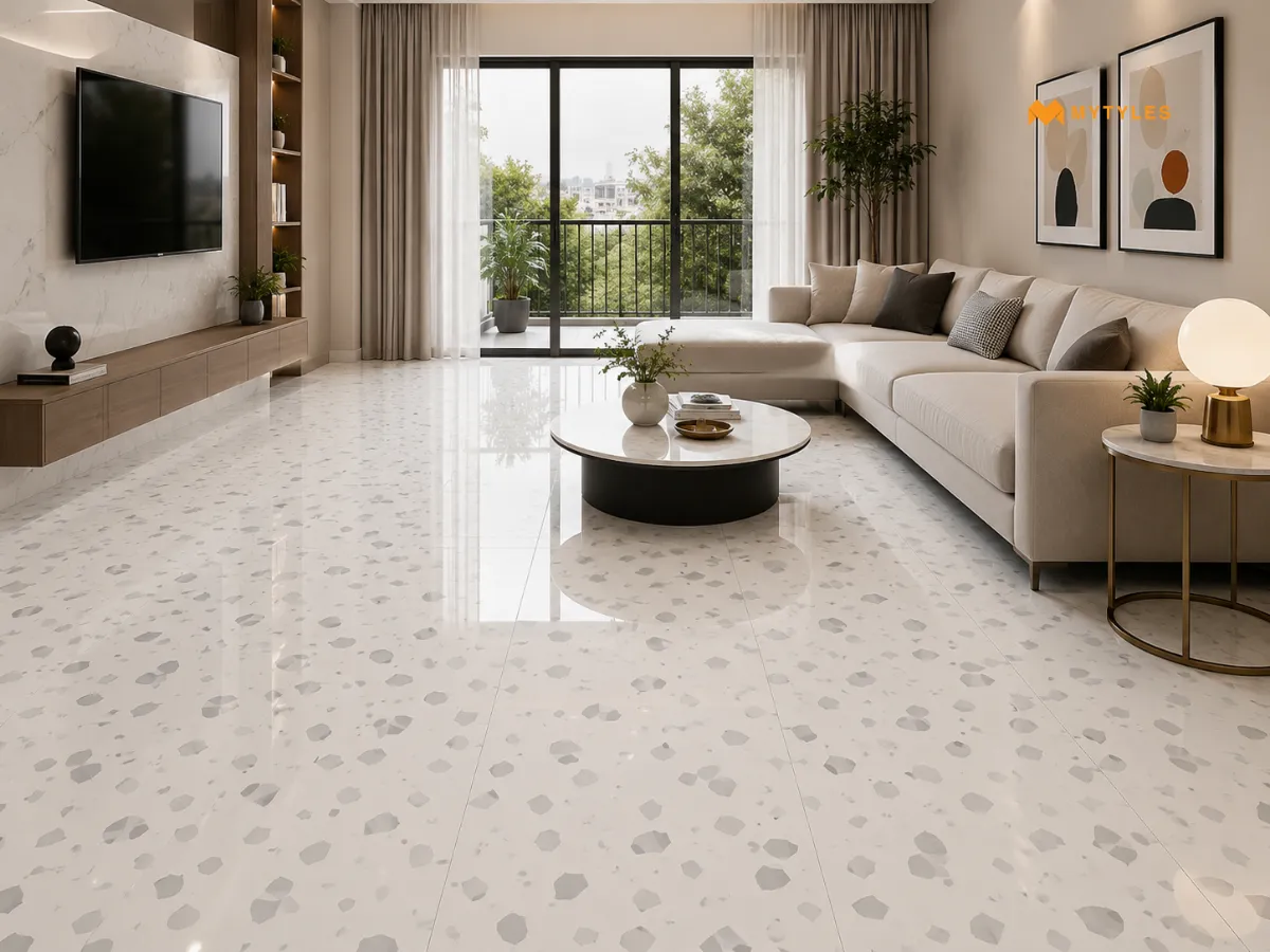 Glossy Terrazzo Tiles in Living Room